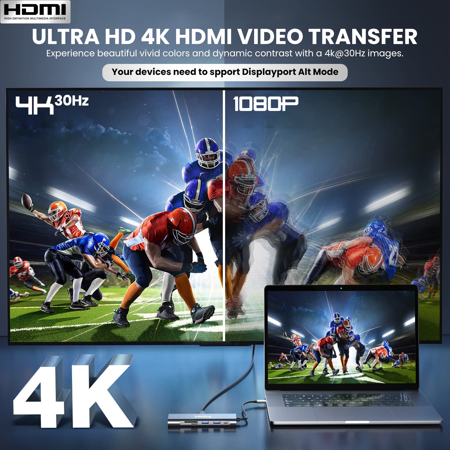 Eleboat® USB C Hub, 6 in 1 Portable Aluminum Multiport Adapter with 4K HDMI(30Hz), PD Power Delivery, USB 3.0, SD/Micro SD Card Reader, Type C Hub Eleboat® USB C Hub, 6 in 1 Portable Aluminum Multiport Adapter with 4K HDMI(30Hz), PD Power Delivery, USB 3.0, SD/Micro SD Card Reader, Type C Hub